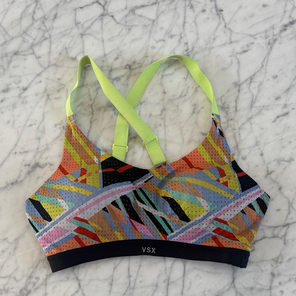 VSX Victorias Secret Mesh Vibrant Patterned Sports Bra Sz 32D - Picture 3 of 6